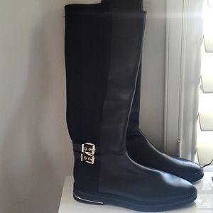 Black DKNY leather boots with Gold buckles never worn/new size 10